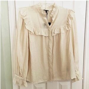 Who what wear blouse top birch/ivory color size Medium NWT